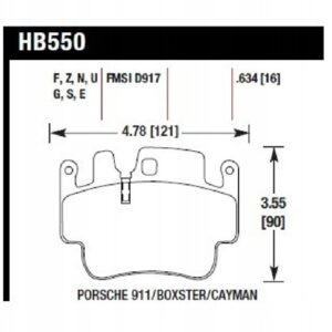 Klocki Hawk HPS Porsche 911 996/997 Boxster S 986 OEM HB550F.634