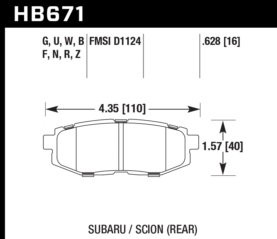 Klocki hamulcowe tylne Hawk DTC80 Forester XT 14-15 Tribeca 05-14 Legacy/Outback 3.6R 10-14 BRZ 12- - obrazek 2