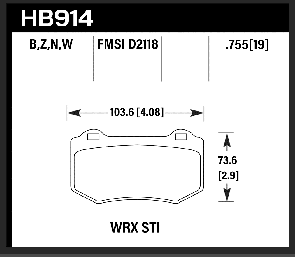 Klocki hamulcowe tylne Hawk HPS 5.0 Subaru WRX STI 2017-2020 - obrazek 2