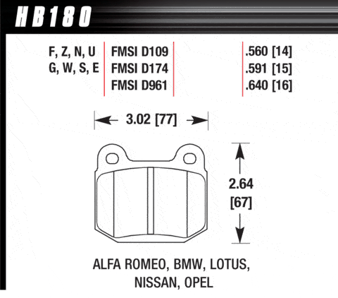 Klocki hamulcowe tylne Hawk HP Plus Impreza STI 01-17 Lancer Evolution 5/6/7/8/9 - obrazek 2