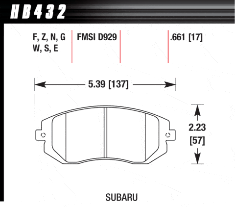Klocki hamulcowe przednie Hawk Blue 9012 Impreza 03-14 wolnossące WRX 08-14 Forester 03-12 Legacy 03-14 BRZ - obrazek 2