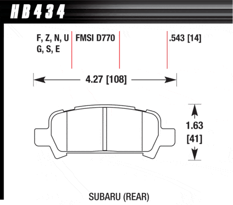 Klocki hamulcowe tylne Hawk DTC-60 Subaru Impreza GT 99/00 Legacy 99-09 Forester 97-07 - obrazek 2