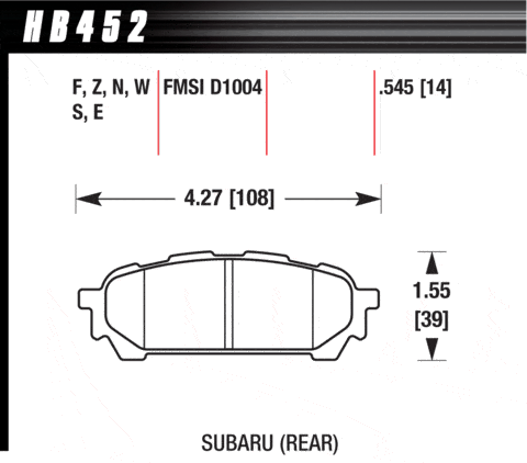 Klocki hamulcowe tylne Hawk HPS 5.0 Subaru Forester 03-07 Impreza 03-07 - obrazek 2