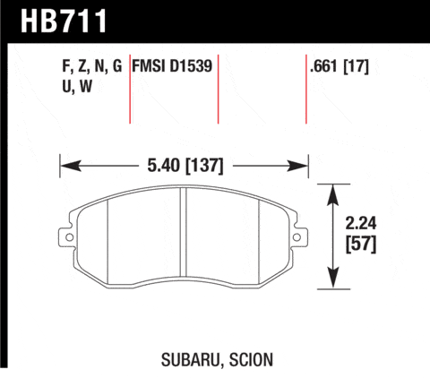 Klocki hamulcowe przednie Hawk DTC-60 Impreza 11-16 BRZ 12-17 Forester 11-15 Legacy/Outback 13-14 XV 11-17 - obrazek 2